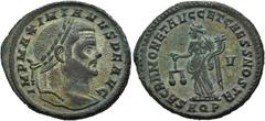 RÖMER RÖMISCHE KAISERZEIT. Maximianus Herculius, 285 - 310 n. Chr. AE Follis ø 28mm (9,41g). 301 n. Chr. Mzst. Aquileia. Vs.: IMP MAXIMIANVS P F AVG, Kopf mit Lorbeerkranz n. r. Rs.: SACRA MONET AVGG 