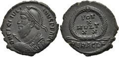 RÖMER RÖMISCHE KAISERZEIT. Julian II., 360 - 363 n. Chr. AE Centenionalis ø 21mm (3,17g). 361 - 363 n. Chr. Mzst. Herakleia. Vs.: D N FL CL IVLI-ANVS P F AVG, bärtige Panzerbüste mit Helm, Perlendiade
