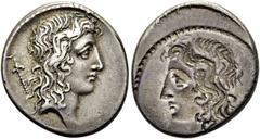 RÖMER RÖMISCHE REPUBLIK Q. Cassius Longinus, 55 v. Chr. Denar ø 18mm (3,90g). Mzst. Rom. Vs.: Kopf des Genius Populi Romani n. r., dahinter Zepter. Rs.: Dasselbe incus. Cr. vgl. 428/3; Syd. vgl. 917. 