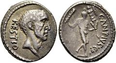 RÖMER RÖMISCHE REPUBLIK C. Antius Restio, 47 v. Chr. Denar ø 19mm (4,23g). Mzst. Rom. Vs.: RESTIO, Kopf des C. Antius Restio n. r. Rs.: C ANTIVS C F, Herakles mit Keule, Löwenfell u. Tropaeum. Cr. 455