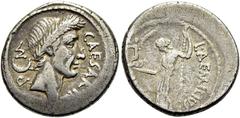 RÖMER RÖMISCHE REPUBLIK L. Aemilius Buca im Namen von C. Iulius Caesar, 44 v. Chr. Denar ø 19mm (4,28g). Mzst. Rom. Gedenkprägung auf den Tod Caesars. Vs.: CAESAR IMP M, Caesars Kopf mit Lorbeerkranz 