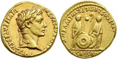 RÖMER RÖMISCHE KAISERZEIT Augustus, 27 v. Chr. - 14 n. Chr. Aureus ø 19mm (7,94g). 8-7 v. Chr. Lugdunum. CAESAR AVGVSTVS DIVI F PATER PATRIAE, Kopf mit Lorbeerkranz n. r. Rs.: AVGVSTI F COS DESIG PRIN
