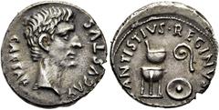 RÖMER RÖMISCHE KAISERZEIT Augustus, 27 v. Chr. - 14 n. Chr. Denar ø 18mm (3,98g). 13 v. Chr. Mzst. Rom. Münzmeister C. Antistius Reginus. Vs.: CAESAR AVGVSTVS, Kopf n. r. Rs.: C ANTISTIVS REGINVS / II
