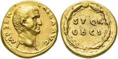 RÖMER RÖMISCHE KAISERZEIT Galba, 68 - 69 n. Chr. Aureus ø 17mm (7,26g). Mzst. Rom. Vs.: IMP SER GALBA AVG, Kopf n. r. Rs.: Im Eichenlaubkranz S P Q R / OB C S. RIC 164; C. 286; BMC 29; BN 72; Calico I
