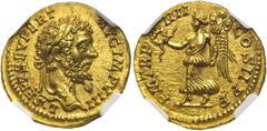 RÖMER RÖMISCHE KAISERZEIT Septimius Severus, 193 - 211 n. Chr. Aureus (7,35g). 196 n. Chr. Mzst. Rom. Vs.: L SEPT SEV PERT AVG IMP VIII, Kopf mit Lorbeerkranz n. r. Rs.: P M TR P IIII COS II P P, Vikt