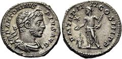 RÖMER RÖMISCHE KAISERZEIT Elagabal, 218 - 222 n. Chr. Denar ø 18mm (3,13g). 221 n. Chr. Mzst. Rom. Vs.: IMP ANTONINVS PIVS AVG, drapierte Panzerbüste mit Lorbeerkranz u. "Horn" n. r. Rs.: P M TR P III