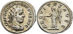 RÖMER RÖMISCHE KAISERZEIT Philipp I. Arabs, 244 - 249 n. Chr. Antoninian ø 23mm (4,98g). 244 - 247 n. Chr. Mzst. Rom. Vs.: IMP M IVL PHILIPPVS AVG, drapierte Panzerbüste mit Strahlenkrone n. r. Rs.: A
