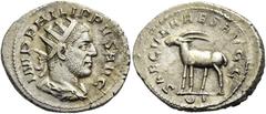 RÖMER RÖMISCHE KAISERZEIT Philipp I. Arabs, 244 - 249 n. Chr. Antoninian ø 25mm (4,49g). 248 n. Chr. Mzst. Rom. Emission zur 1000-Jahr-Feier Roms. Vs.: IMP PHILIPPVS AVG, drapierte Panzerbüste mit Str