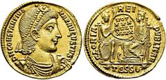 RÖMER RÖMISCHE KAISERZEIT Constantius II., 337 - 361 n. Chr. Solidus ø 22mm (4,66g). 355 - 361 n. Chr. Mzst. Thessaloniki. Vs.: D N CONSTANTIVS MAX AVGVSTVS, drapierte Panzerbüste mit Perlendiadem n. 