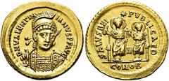 RÖMER RÖMISCHE KAISERZEIT Valentinian III., 425 - 455 n. Chr. Solidus ø 22mm (4,44g). 425 - 430 n. Chr. Mzst. Konstantinopel. Vs.: D N VALENTIN-IANVS P F AVG, frontale Panzerbüste, Kopf leicht n. r., 