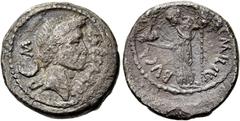 RÖMER RÖMISCHE REPUBLIK. RÖMISCHE REPUBLIK NACH 211 V. CHR L. Aemilius Buca, C. Iulius Caesar, 44 v. Chr. Denar ø 18mm (3,24g). Mzst. Rom. Gedenkprägung auf den Tod Caesars. Vs.: CAESAR IMP M, Caesars