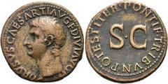 RÖMER RÖMISCHE KAISERZEIT. Drusus minor, 15 v. Chr. - 23 n. Chr. AE As ø 29mm (11,36g). Geprägt unter Tiberius, 21 - 22 n. Chr. Mzst. Rom. Vs.: DRVSVS CAESAR TI AVG F DIVI AVG N, Kopf n. l. Rs.: PONTI