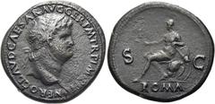 RÖMER RÖMISCHE KAISERZEIT. Nero, 54 - 68 n. Chr. AE Sesterz ø 37mm (24,31g). ca. 65 n. Chr. Mzst. Rom. Vs.: NERO CLAVD CAESAR AVG GER P M TR P IMP P P, Kopf mit Lorbeerkranz n. r. Rs.: ROMA / S - C, R