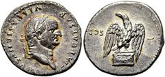 RÖMER RÖMISCHE KAISERZEIT. Vespasian, 69 - 79 n. Chr. Denar ø 19mm (3,35g). 76 n. Chr. Mzst. Rom. Vs.: IMP CAESAR VESPASIANVS AVG, Kopf mit Lorbeerkranz n. r. Rs.: COS - VII, Adler mit Blitzbündel in 