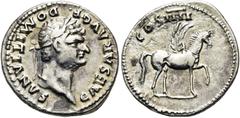 RÖMER RÖMISCHE KAISERZEIT. Domitian als Caesar, 69 - 81 n. Chr. Denar ø 19mm (3,40g). Geprägt unter Vespasian, 76 - 77 n. Chr. Mzst. Rom. Vs.: CAESAR AVG F DOMITIANVS, Kopf mit Lorbeerkranz n. r. Rs.: