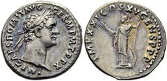 RÖMER RÖMISCHE KAISERZEIT. Domitian, 81 - 96 n. Chr. Denar ø 19mm (3,40g). 90 - 91 n. Chr. Mzst. Rom. Vs.: IMP CAES DOMIT AVG GERM P M TR P X, Kopf mit Lorbeerkranz n. r. Rs.: IMP XXI COS XV CENS P P 