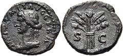 RÖMER RÖMISCHE KAISERZEIT. Domitian, 81 - 96 n. Chr. AE Quadrans ø 16mm (2,14g). 90 - 91 n. Chr. Mzst. Rom. Vs.: IMP DOMIT AVG GERM [COS XI], drapierte Büste der Ceres n. l. Rs.: S - C, Korb mit Kornä