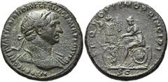RÖMER RÖMISCHE KAISERZEIT. Trajan, 98 - 117 n. Chr. AE As ø 27mm (11,18g). ca. 106 - 107 n. Chr. Mzst. Rom. Vs.: IMP CAES NERVAE TRAIANO AVG GER DAC P M TR P COS V P P, Büste mit Strahlenkrone u. Gewa