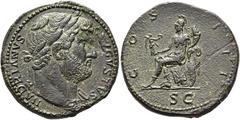 RÖMER RÖMISCHE KAISERZEIT. Hadrian, 117 - 138 n. Chr. Sesterz ø 33mm (25,60g). 126 - 127 n. Chr. Mzst. Rom. Vs.: HADRIANVS AVGVSTVS, Büste mit Lorbeerkranz u. Gewand auf l. Schulter n. r. Rs.: COS III