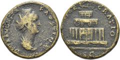 RÖMER RÖMISCHE KAISERZEIT. Diva Faustina maior, ab 140 n. Chr. AE Sesterz ø 32mm (24,62g). Unter Antoninus Pius, nach 141 n. Chr. Mzst. Rom. Vs.: DIVA AVGVSTA FAVSTINA, drapierte Büste der Faustina n.