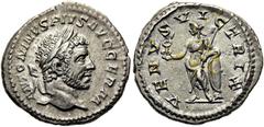 RÖMER RÖMISCHE KAISERZEIT. Caracalla, 197 - 217 n. Chr. Denar ø 19mm (3,39g). 216 n. Chr. Mzst. Rom. Vs.: ANTONINVS PIVS AVG GERM, Kopf mit Lorbeerkranz n. r. Rs.: VENVS VICTRIX, Venus mit Viktoria u.