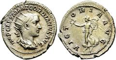 RÖMER RÖMISCHE KAISERZEIT. Gordian III., 238 - 244 n. Chr. Antoninian ø 24mm (4,82g). 238 - 239 n. Chr. Mzst. Rom. Vs.: IMP CAES M ANT GORDIANVS AVG, drapierte Panzerbüste mit Strahlenkrone n. r. Rs.: