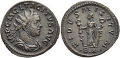 RÖMER RÖMISCHE KAISERZEIT. Tacitus, 275 - 276 n. Chr. Antoninian ø 22mm (3,88g). 276 n. Chr. Mzst. Lugdunum. Vs.: IMP C M CL TACITVS AVG, drapierte Panzerbüste mit Strahlenkrone n. r. Rs.: FIDES MILIT