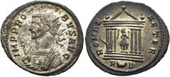 RÖMER RÖMISCHE KAISERZEIT. Probus, 276 - 282 n. Chr. Antoninian ø 24mm (3,93g). 279 n. Chr. Mzst. Rom. Vs.: IM PRO-BVS AVG, Konsularbüste mit Strahlenkrone u. Adlerzepter n. l. Rs.: ROMAE AETER, Statu