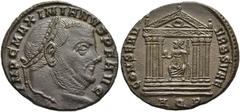 RÖMER RÖMISCHE KAISERZEIT. Maximianus Herculius, 285 - 310 n. Chr. AE Follis ø 26mm (6,06g). 307 - 308 n. Chr. Mzst. Aquileia. Vs.: IMP C MAXIMIANVS P F AVG, Kopf mit Lorbeerkranz n. r. Rs.: CONSERV V
