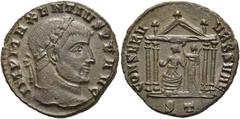 RÖMER RÖMISCHE KAISERZEIT. Maxentius, 306 - 312 n. Chr. AE Follis ø 24mm (6,88g). 5. Emission, Herbst 308 - Sommer 309 n. Chr. Mzst. Ticinum. Vs.: IMP MAXENTIVS P F AVG, Kopf mit Lorbeerkranz n. r. Rs