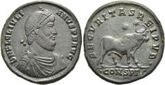 RÖMER RÖMISCHE KAISERZEIT. Julian II., 360 - 363 n. Chr. AE Doppelmaiorina ø 28mm (8,47g). Mzst. Konstantinopel. Vs.: D N FL CL IVLI-ANVS P F AVG, drapierte Panzerbüste mit Perlendiadem n. r. Rs.: SEC