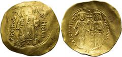 BYZANZ Alexios III. Angelos-Komnenos, 1195 - 1203 n. Chr. Hyperpyron ø 28mm (4,28g). 1197 - 1203 n. Chr. Mzst. Konstantinopel. Vs.: + KE RO-HΘEI / IC - XC, Christus mit Segensgestus u. Kodex auf Dais 