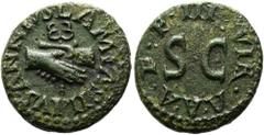 RÖMER RÖMISCHE KAISERZEIT. Augustus, 27 v. Chr. - 14 n. Chr. AE Quadrans ø 17mm (3,16g). 9 v. Chr. Mzst. Rom. Münzherren L. Aelia Lamia, P. Silius, Annius. Vs.: LAMIA SILIVS ANNIVS, dextrarum iunctio,