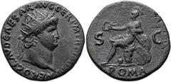 RÖMER RÖMISCHE KAISERZEIT. Nero, 54 - 68 n. Chr. AE Dupondius ø 29mm (14,18g). 64 n. Chr. Mzst. Rom. Vs.: NERO CLAVD CAESAR AVG GER P M TR P IMP P P, Kopf mit Strahlenkrone n. r. Rs.: S - C / ROMA, Ro