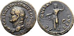 RÖMER RÖMISCHE KAISERZEIT. Vespasian, 69 - 79 n. Chr. AE As ø 27mm (9,01g). 73 n. Chr. Mzst. Rom. Vs.: IMP CAES VESP AVG P M T P COS IIII CENS, Kopf mit Lorbeerkranz n. l. Rs.: AE-QVITAS AVGVST / S - 