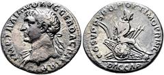 RÖMER RÖMISCHE KAISERZEIT. Trajan, 98 - 117 n. Chr. Denar ø 18mm (2,69g). ca. 2. Hälfte 107 - 108 n. Chr. Mzst. Rom. Vs.: IMP TRAIANO AVG GER DAC P M TR P, Kopf mit Lorbeerkranz u. Gewand auf r. Schul
