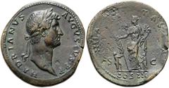 RÖMER RÖMISCHE KAISERZEIT. Hadrian, 117 - 138 n. Chr. AE Sesterz ø 35mm (27,79g). 128 - 129 n. Chr. Mzst. Rom. Vs.: HADRIANVS AVGVSTVS P P, Kopf mit Lorbeerkranz n. r. Rs.: HILARITAS PR / S - C / COS 