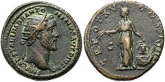 RÖMER RÖMISCHE KAISERZEIT. Antoninus Pius, 138 - 161 n. Chr. AE Dupondius ø 28mm (15,81g). 151 - 152 n. Chr. Mzst. Rom. Vs.: IMP CAES T AEL HADR ANTONINVS AVG PIVS P P, Kopf mit Strahlenkrone n. r. Rs