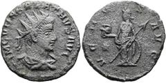 RÖMER RÖMISCHE KAISERZEIT. Vabalathus, 270 - 272 n. Chr. Antoninian ø 20mm (3,73g). 271 - 272 n. Chr. Mzst. Antiochia. Vs.: IM C VHABALATHVS AVG, drapierte Panzerbüste mit Strahlenkrone n. r. Rs.: VEN