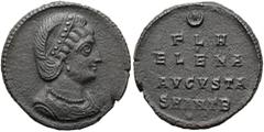 RÖMER RÖMISCHE KAISERZEIT. Helena, 306 - 329 n. Chr. AE ø 18mm (1,82g). 324 n. Chr. Mzst. Antiochia. Vs.: Drapierte Büste mit Halskette u. Diadem n. r. Rs.: FL H / ELEN / AVGVSTA, darüber Halbmond mit