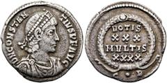 RÖMER RÖMISCHE KAISERZEIT. Constantius II., 337 - 361 n. Chr. Siliqua ø 20mm (3,16g). 351 - 354 n. Chr. Mzst. Konstantinopel. Vs.: D N CONSTAN-TIVS P F AVG, drapierte Panzerbüste mit Perlendiadem n. r