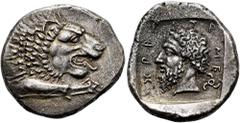 GRIECHEN LYKIEN. DYNASTEN. Mithrapata. Stater ø 30mm (9,72g). ca. 390 - 370 v. Chr. Mzst. Zagaba oder Phellos. Vs.: Löwenprotome mit aufgerissenem Maul n. r. Rs.: Lykische Legende: "Mithrapata", bärti