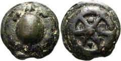 RÖMER RÖMISCHE REPUBLIK. AES GRAVE. Anonym, 265 - 242 v. Chr. AE Sextans ø 31 mm (40,17g). Mzst. Rom. Vs.: Schildkröte auf erhabener Scheibe. Rs.: Rad mit sechs Speichen. Cr. 24/7; Syd. 63; Thurlow-Ve