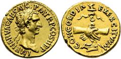 RÖMER RÖMISCHE KAISERZEIT. Nerva, 96 - 98 n. Chr. Aureus ø 19mm (7,55g). 96 n. Chr. Mzst. Rom. Vs.: IMP NERVA CAES AVG P M TR P COS II P P, Kopf mit Lorbeerkranz n. r. Rs.: CONCORDIA EXERCITVVM, dextr