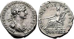 RÖMER RÖMISCHE KAISERZEIT. Trajan, 98 - 117 n. Chr. Denar ø 19mm (3,77g). 114 - 116 n. Chr. Mzst. Rom. Vs.: IMP CAES NER TRAIAN OPTIM AVG GERM DAC, drapierte Büste mit Lorbeerkranz n. r. Rs.: P M TR P