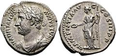RÖMER RÖMISCHE KAISERZEIT. Hadrian, 117 - 138 n. Chr. Denar ø 19mm (3,11g). 129 - 130 n. Chr. Mzst. Rom. Vs.: HADRIANVS AVGVSTVS, drapierte Panzerbüste mit Lorbeerkranz n. l. Rs.: CLEMENTIA AV-G COS I