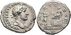 RÖMER RÖMISCHE KAISERZEIT. Hadrian, 117 - 138 n. Chr. Denar ø 20mm (3,29g). 119 - 125 n. Chr. Mzst. Rom. Vs.: IMP CAESAR TRAIAN HADRIANVS AVG, Kopf mit Lorbeerkranz n. r. Vs.: P M TR P COS III / LIBER