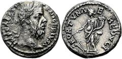 RÖMER RÖMISCHE KAISERZEIT. Pescennius Niger, 193 - 194 n. Chr. Denar ø 18mm (3,63g). Mzst. Antiochia. Vs.: IMP CAES C PESC NIGER IVST AV, Kopf mit Lorbeerkranz n. r. Rs.: FORTVNAE REDVCI, Fortuna n. l
