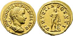 RÖMER RÖMISCHE KAISERZEIT. Gordian III., 238 - 244 n. Chr. Aureus ø 20mm (4,84g). 241 - 243 n. Chr. Mzst. Rom. Vs.: IMP CAES M ANT GORDIANVS AVG, drapierte Panzerbüste mit Lorbeerkranz n. r. Rs.: VIRT