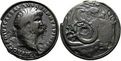 MISCELLAN KONTORNIAT. Nero. AE Kontorniat ø 37mm (24,33g). ca. 340 - 420 n. Chr. Vs.: NERO CLAVDIVS CAESAR AVG GER P M TR P IMP P P, Kopf mit Lorbeerkranz n. r., davor eingeritzter Palmzweig. Rs.: Gro